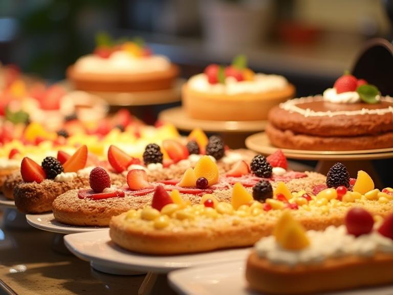 Display of various Italian desserts.