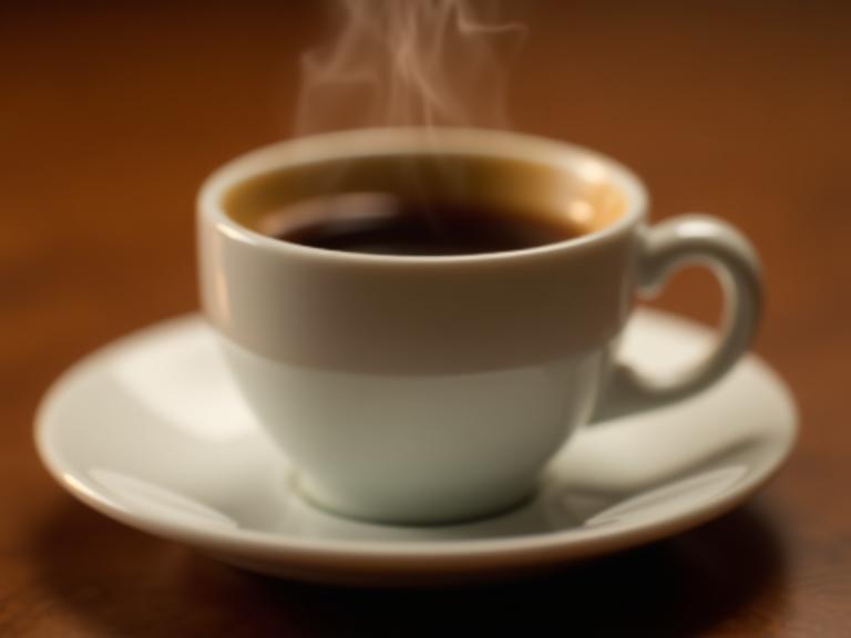 Close-up of a cup of hot espresso.
