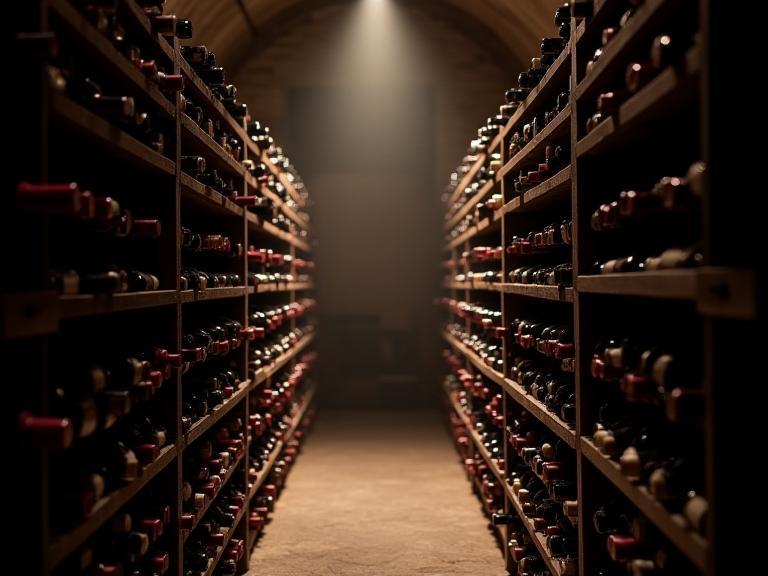 View inside the restaurant's wine cellar.