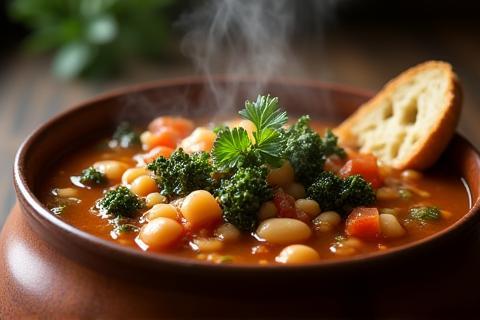 Bowl of Tuscan Ribollita soup.
